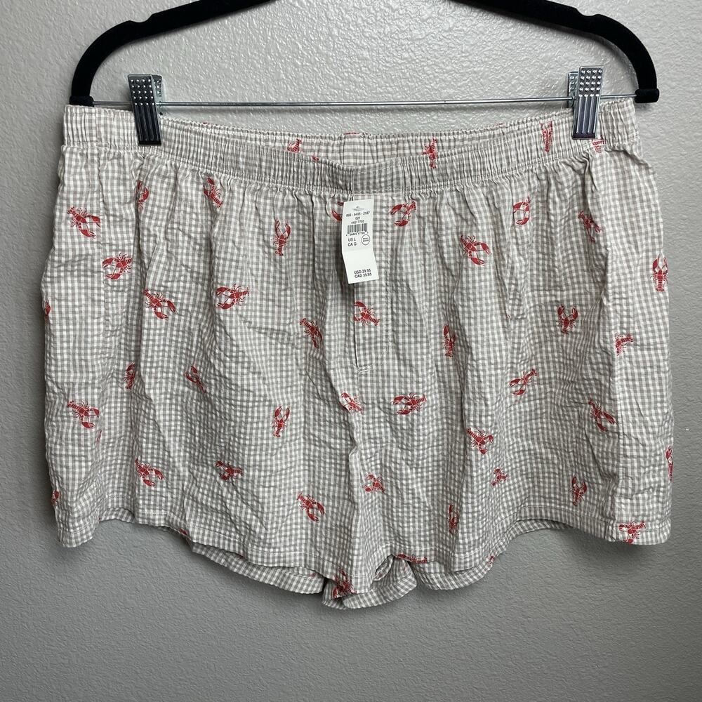 Aerie Around Town Seersucker Boxer Shorts Size Large Lobster Lightweight